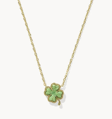 KENDRA SCOTT- Clover Short Pendant Necklace in Gold Lime Green Magnesite